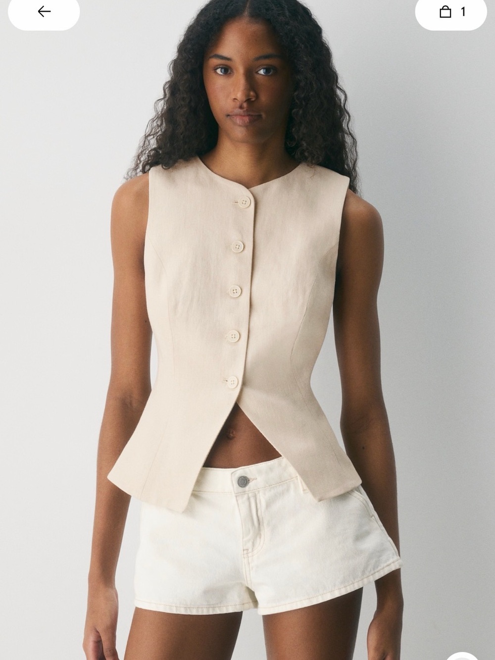 Aritzia Wilfred regal vest in power linen cool beige 2